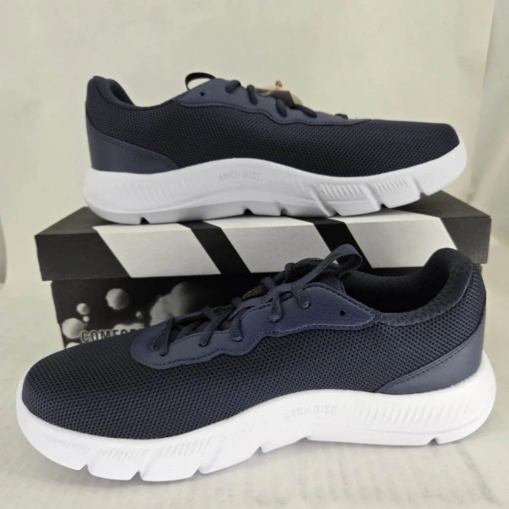 Adidas Cloudfoam Flex Laces Mens 10 Wide Navy Blue Running Shoes HQ4853 New